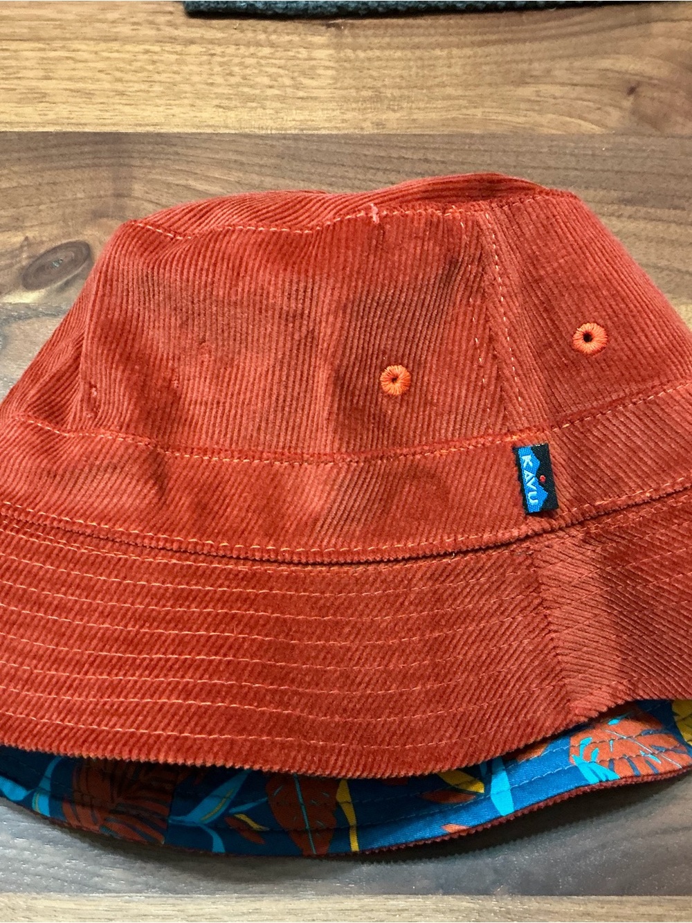 Kavu Burnt Orange Corduroy Reversible Bucket Hat